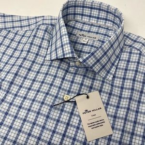 Peter Millar Crown Blue Plaid Short Sleeve Shirt